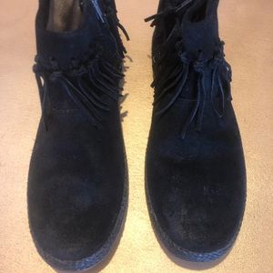 UGG Fringed Booties. Black. Size 8.5